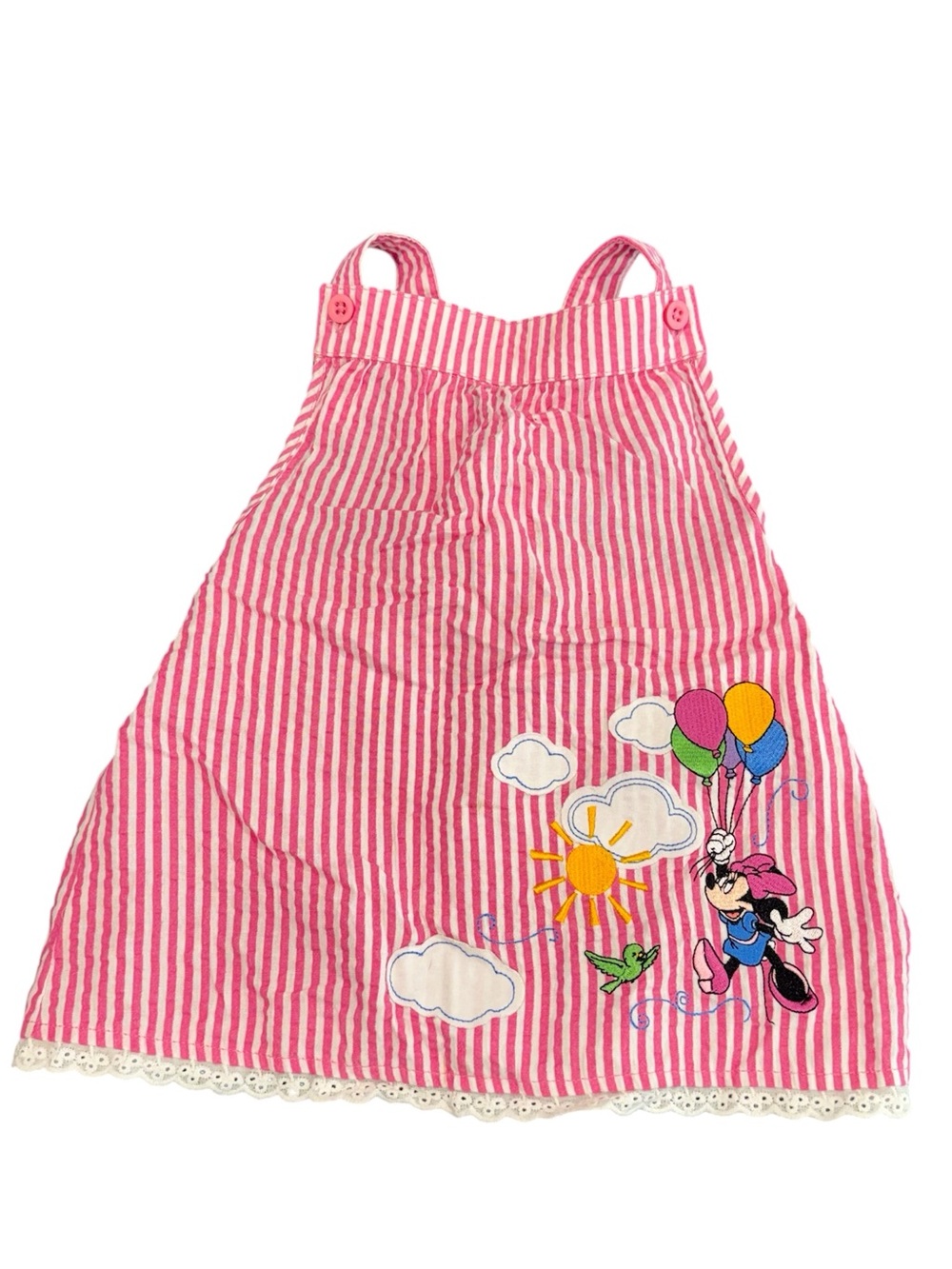Vintage Disney Minnie Mouse dress 24 month pink dress girl 90s stripe lace